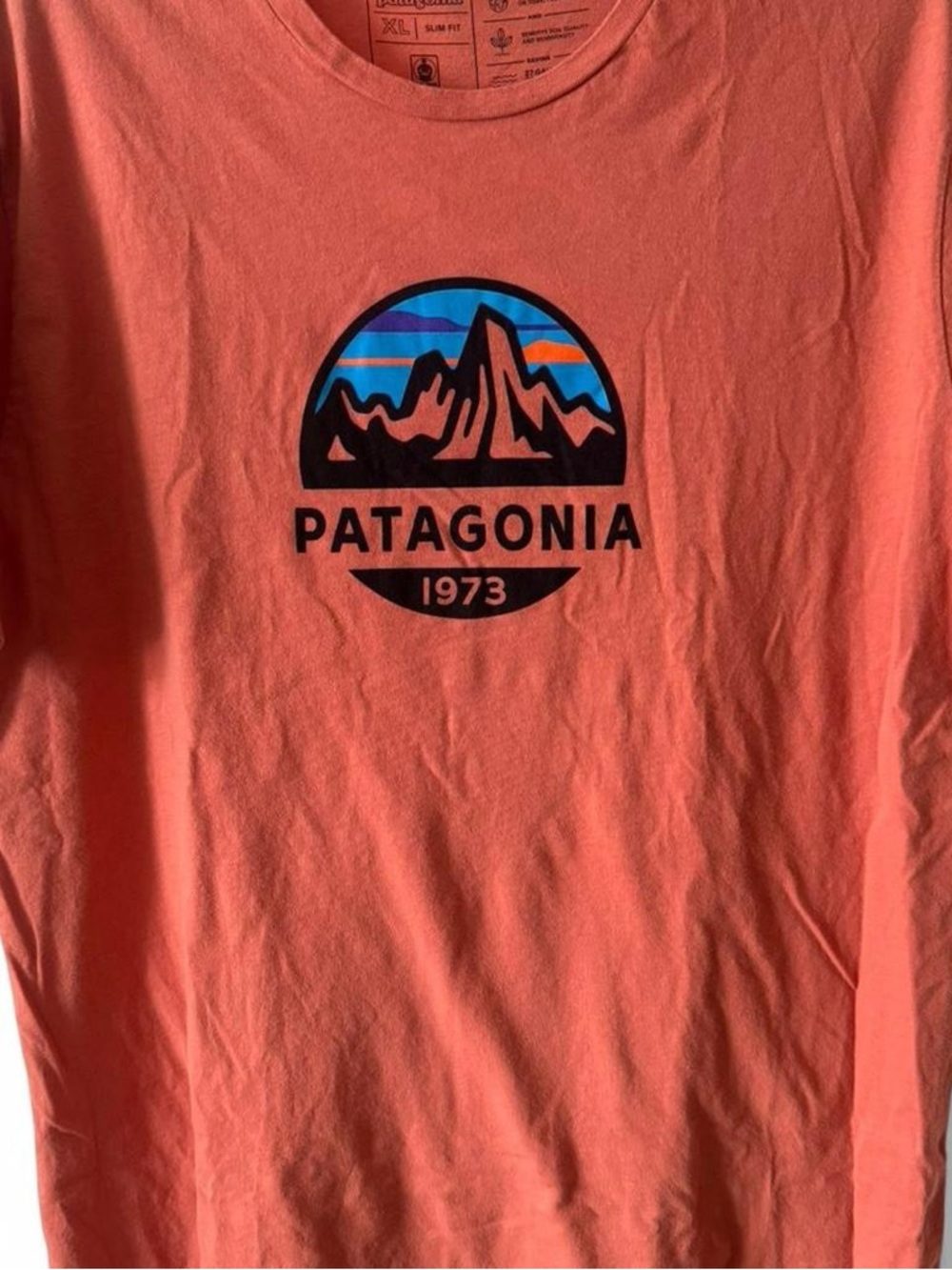 Patagonia Coral Orange Logo Tee - Slim Fit XL